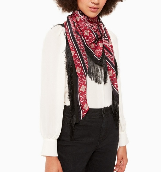 ποΈ Kate Spade Silk Red Medallion Piano Shawl - Picture 2 of 6